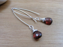 Garnet Sterling Silver Drop Earrings