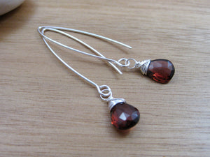 Garnet Sterling Silver Drop Earrings