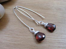 Garnet Sterling Silver Drop Earrings