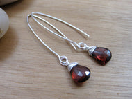 Garnet Sterling Silver Drop Earrings