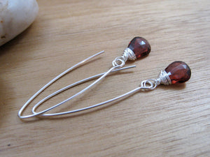 Garnet Sterling Silver Drop Earrings