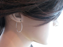 Beaded Oval Sterling Silver Hoop Earrings
