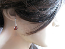 Garnet Dangle Sterling Silver Earrings