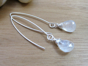 Rainbow Moonstone Sterling Silver Drop Earrings