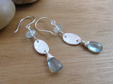 Moss Aquamarine Recycled Silver Dangle Earrings