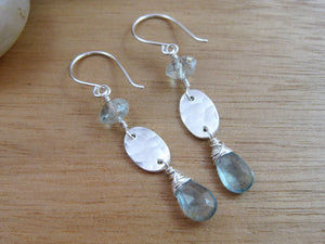 Moss Aquamarine Recycled Silver Dangle Earrings