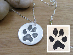 Custom Paw Print Recycled Silver Necklace
