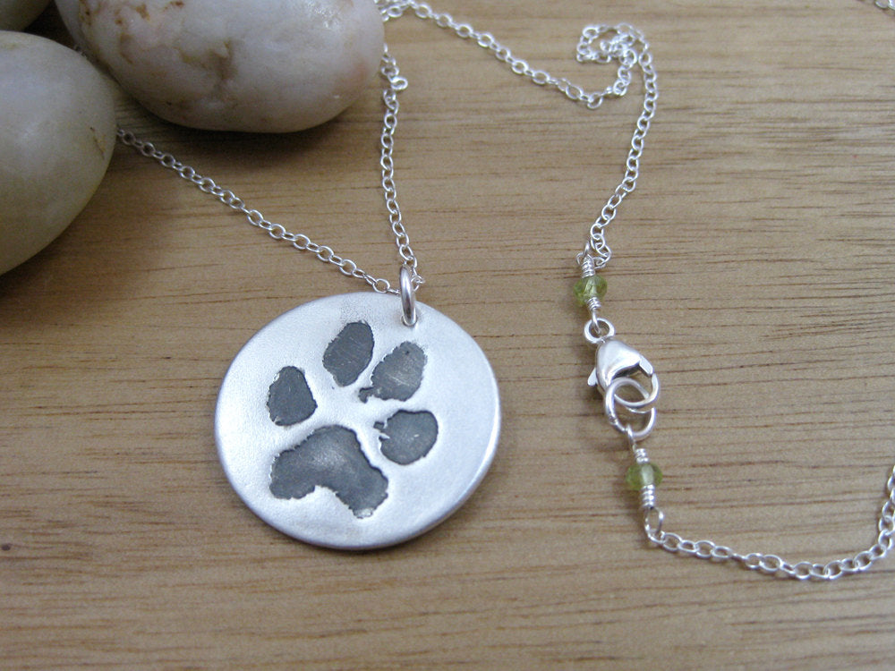 Custom Paw Print Recycled Silver Necklace