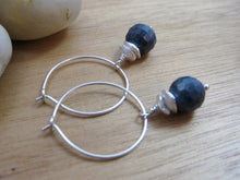 Sapphire Sterling Silver Hoop Earrings