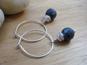 Sapphire Sterling Silver Hoop Earrings