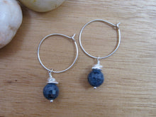 Sapphire Sterling Silver Hoop Earrings
