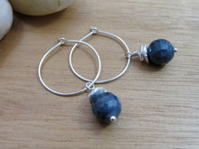 Sapphire Sterling Silver Hoop Earrings