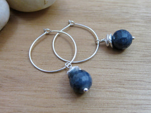 Sapphire Sterling Silver Hoop Earrings