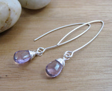 Rose de France Amethyst Long Drop Sterling Silver Earrings