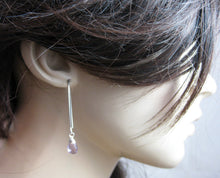 Rose de France Amethyst Long Drop Sterling Silver Earrings