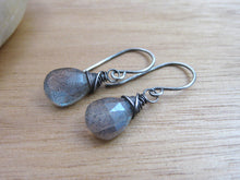 Petite Labradorite Oxidized Sterling Silver Earrings